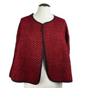 Akris Punto Women's Cape Jacket Wool Blend Textured Red Burgundy US 6 IT 42